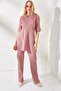 Women's Dusty Rose Short Sleeve Bottom Top Lycra Set TKM-19000191