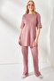Women's Dusty Rose Short Sleeve Bottom Top Lycra Set TKM-19000191 - 2