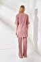 Women's Dusty Rose Short Sleeve Bottom Top Lycra Set TKM-19000191 - 5