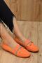 Stone Bow Detailed Casual Women's Satin Ballerinas Orange