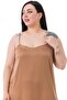 Plus Size Adjustable Thin Strap Side Slit Satin Mink Dress - 2