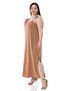 Plus Size Adjustable Thin Strap Side Slit Satin Mink Dress - 4