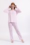 Women's Four Seasons Lace Patterned Melisa Fabric High Quality Round Neck Pajamas Set 1361 - 3