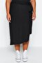 Black Wrap Side Tie Midi Knitted Plus Size Skirt Tbbss23Az00014 - 3
