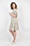 Viscose Floral Print Double Breasted Collar Short Sleeve Elastic Waist Mini Dress - 2