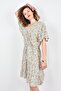 Viscose Floral Print Double Breasted Collar Short Sleeve Elastic Waist Mini Dress - 4