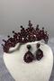 Burgundy Annaber Stone Henna Bridal Tiara and Drop Stone Earring Set – Wedding & Henna & Wedding, Stylish Design - 7