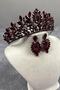 Burgundy Denver Full Stone Henna Bridal Tiara and Thin Shuttle Earring Set – Wedding & Henna & Wedding, Stylish Design - 6