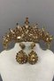 Honey Color Annaber Stone Henna Bridal Tiara and Drop Stone Earring Set – Magnet, Gift, Ornamental Accessories - 5