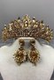 Honey Color Denver Full Stone Henna Bridal Tiara and Evening Dress Earring Set – Wedding & Henna & Wedding, Stylish Design – - 5