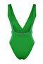 Green Deep Low-cut Regular Leg Swimsuit with Accessories TBESS23MA00333 - 8