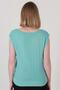 Women's Turquoise Boat Neck Zero Sleeve Summer Fine Knitwear Blouse - 8