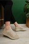 Beige - New Season Laceless Knitwear Women's Sneakers