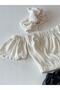 Girl's, Lycra Leather Bow Detailed Trousers, Cream Strapless Crop Blouse and Headband Set. - 3
