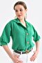 Women's Wooden Button Three Quarter Sleeve Linen Shirt - 3