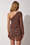 Women's Green Black Floral One Shoulder Chiffon Dress UB00035 - 5