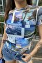 Short Sleeve Tulle Printed Croptop - 3