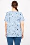 Women's Blue Large Size Cotton Fabric Chest Gathered Blouse 65n35864 - 3