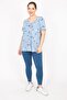 Women's Blue Large Size Cotton Fabric Chest Gathered Blouse 65n35864 - 5