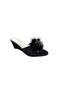 Women's Black Furry Filled Heel Room Slippers - 2