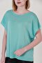Women's Turquoise Chest Openwork Summer Fine Knitwear Blouse - 3