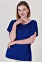 Women's Cobalt Blue Chest Openwork Summer Fine Knitwear Blouse