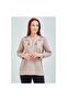 Women's Cream V-Neck Buttoned Floral Lycra Mother's Combed Cotton Blouse - 2