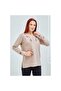 Women's Cream V-Neck Buttoned Floral Lycra Mother's Combed Cotton Blouse - 3