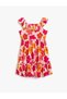 Flower Patterned Sleeveless and Ruffle Detailed Girl's Summer Tiril Dress - 2