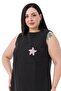 Large Size Pocket Detailed Sleeveless Linen Long Black Dress - 2