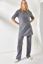 Women's Anthracite Short Sleeve Lower Top Lycra Suit TKM-19000191 - 3