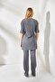 Women's Anthracite Short Sleeve Lower Top Lycra Suit TKM-19000191 - 6