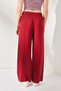 Women's Burgundy Belted Elastic Waist Palazzo Ayrobin Trousers PNT-19000200 - 5