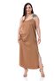 Plus Size Adjustable Thin Strap Side Slit Satin Mink Dress - 5