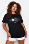 Siyah Bisiklet Yaka %100 Pamuk Örme T-Shirt TBBSS23BF00030