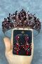 Burgundy Denver Full Stone Henna Bridal Tiara and Thin Shuttle Earring Set – Wedding & Henna & Wedding, Stylish Design - 8