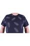 Large Size T-Shirt Crew Neck Feather 23149 Navy Blue - 4