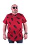 Large Size T-Shirt Crew Neck Feather 23149 Claret Red