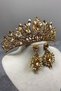 Honey Color Denver Full Stone Henna Bridal Tiara and Evening Dress Earring Set – Wedding & Henna & Wedding, Stylish Design – - 3
