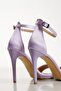 Women's Lilac Satin Platform Heeled Shoes - 7