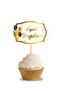 Happy Birthday Foil Printed White Background Toothpicks 10 Pieces - 2