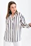 Women's Cuff Sleeve Striped Satin Shirt - 2
