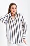 Women's Cuff Sleeve Striped Satin Shirt - 3