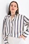 Women's Cuff Sleeve Striped Satin Shirt - 7