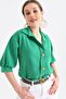 Women's Wooden Button Three Quarter Sleeve Linen Shirt - 4
