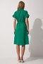 Women's Green Belted Linen Shirt Dress MX00046 - 4