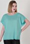 Women's Turquoise Chest Openwork Summer Fine Knitwear Blouse