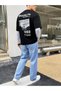 Unisex Black Brooklyn Back Printed Oversize Tshirt - 2