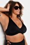 Siyah Derin V Büzgülü Büyük Beden Bikini Üstü TBBSS23CT00011 - 3