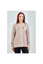 Women's Cream V-Neck Buttoned Floral Lycra Mother's Combed Cotton Blouse